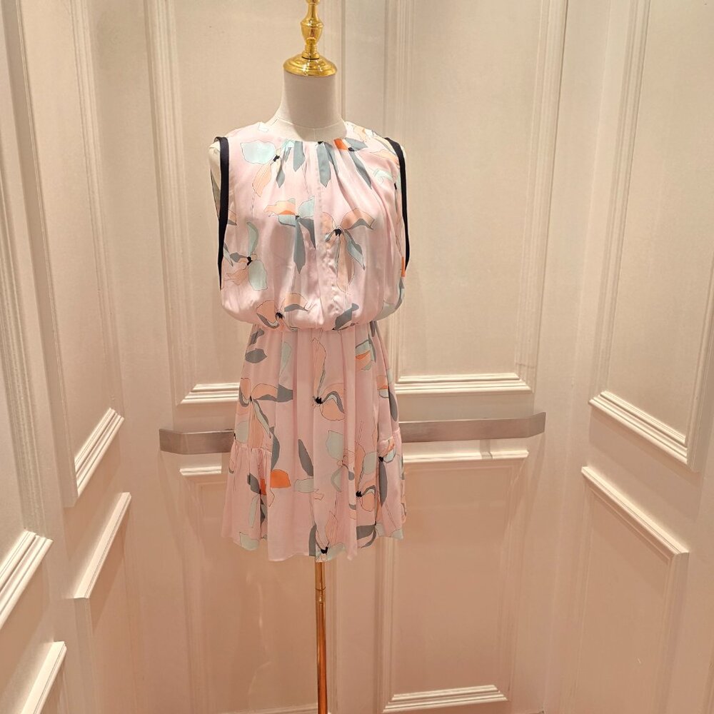 New Reiss Jacqueline Leaf Print Mini Dress In Sage